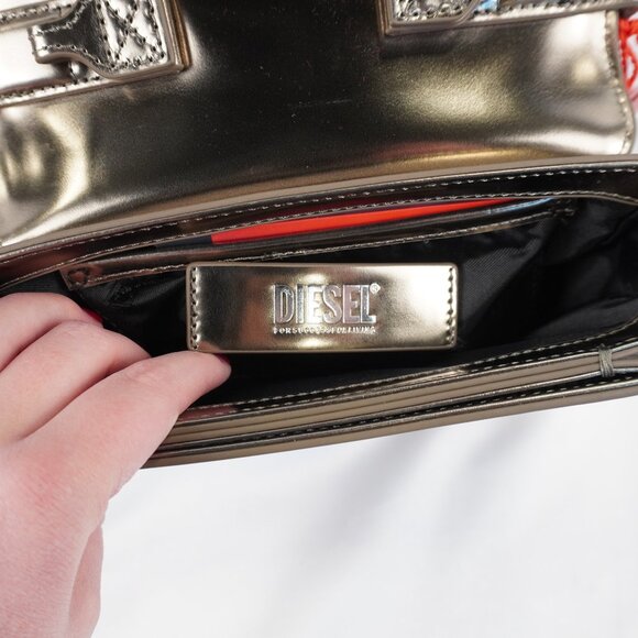 Diesel 1DR Iconic Top Handle Shoulder Bag In Bronze Mirrored Leather - NWD - Picture 9 of 12